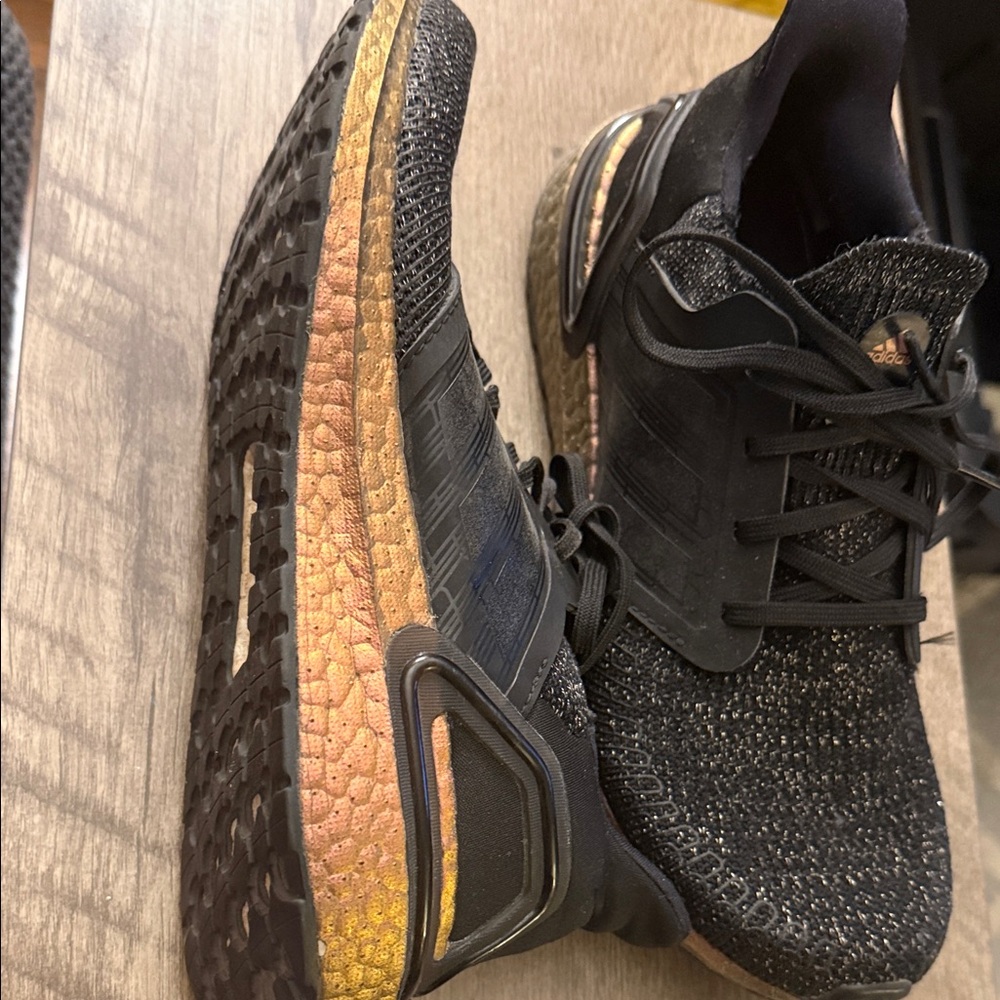 adidas Black Knit Running Shoes with Rose Gold Accents - Picture 4 of 9